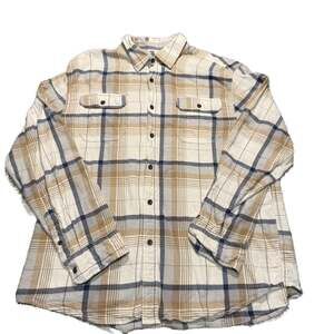 George Men's Long Sleeve Plaid Flannel Button Down Shirt